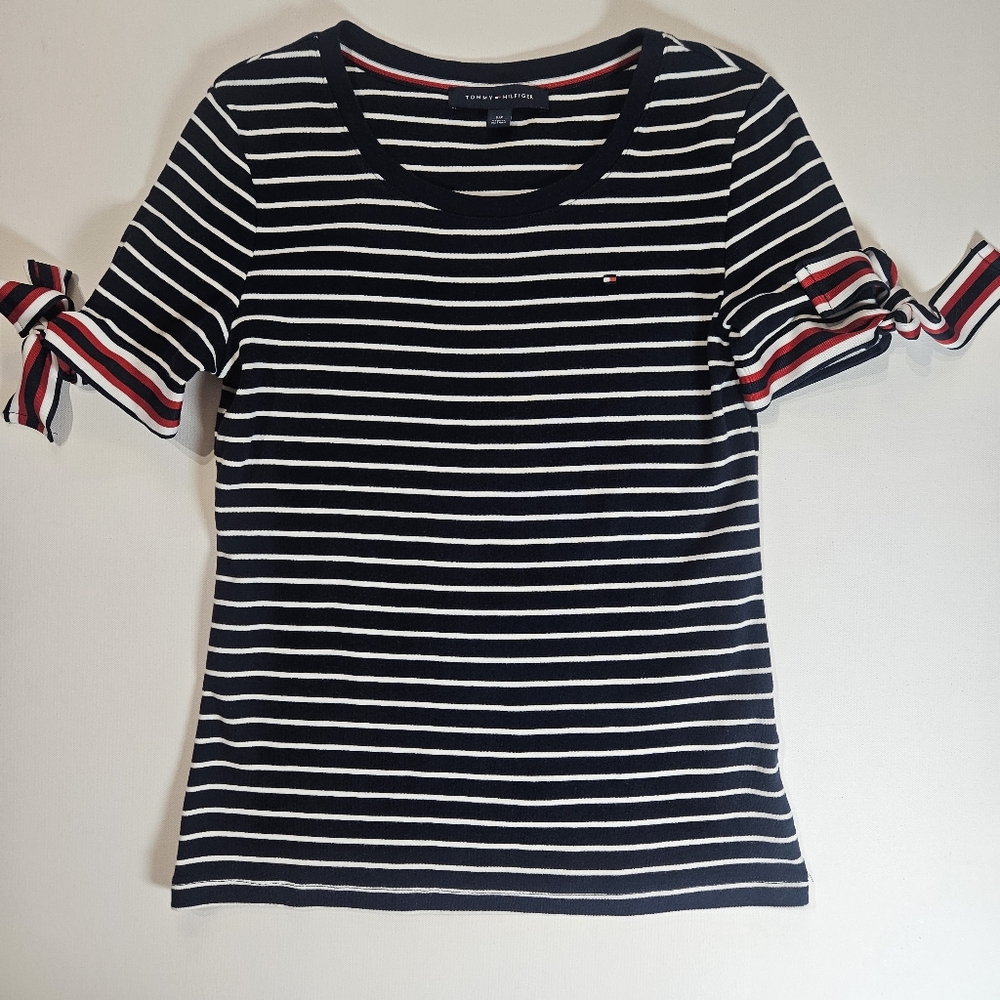 Tommy Hilfiger Blouse Top Women’s Small Blue White Stripe